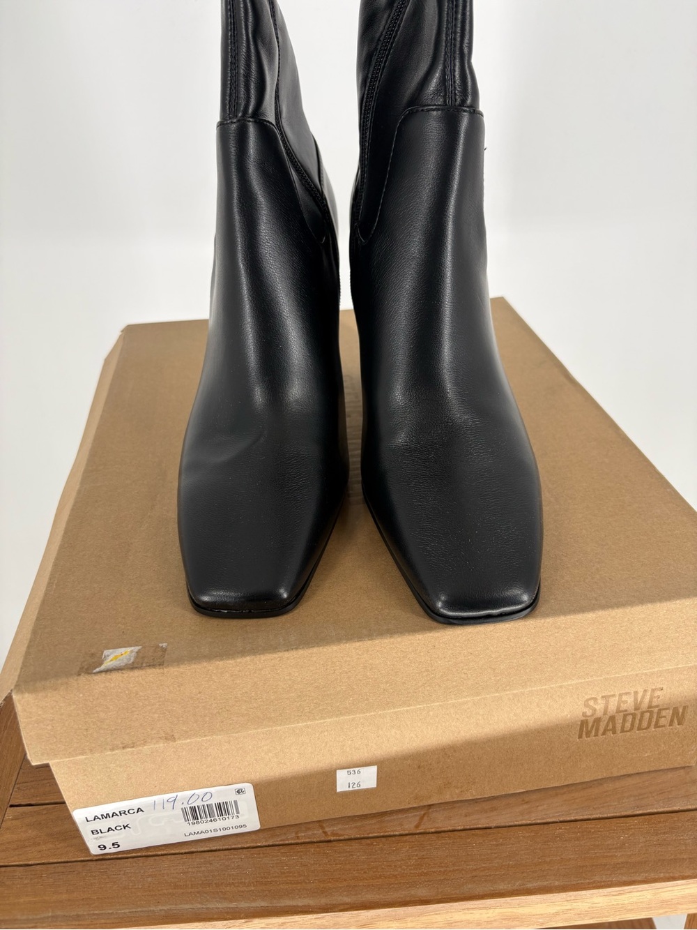 New Steve Madden Black Mid-Calf Pointed Toe Block Heel Boots - Women size 9.5 - Picture 3 of 9